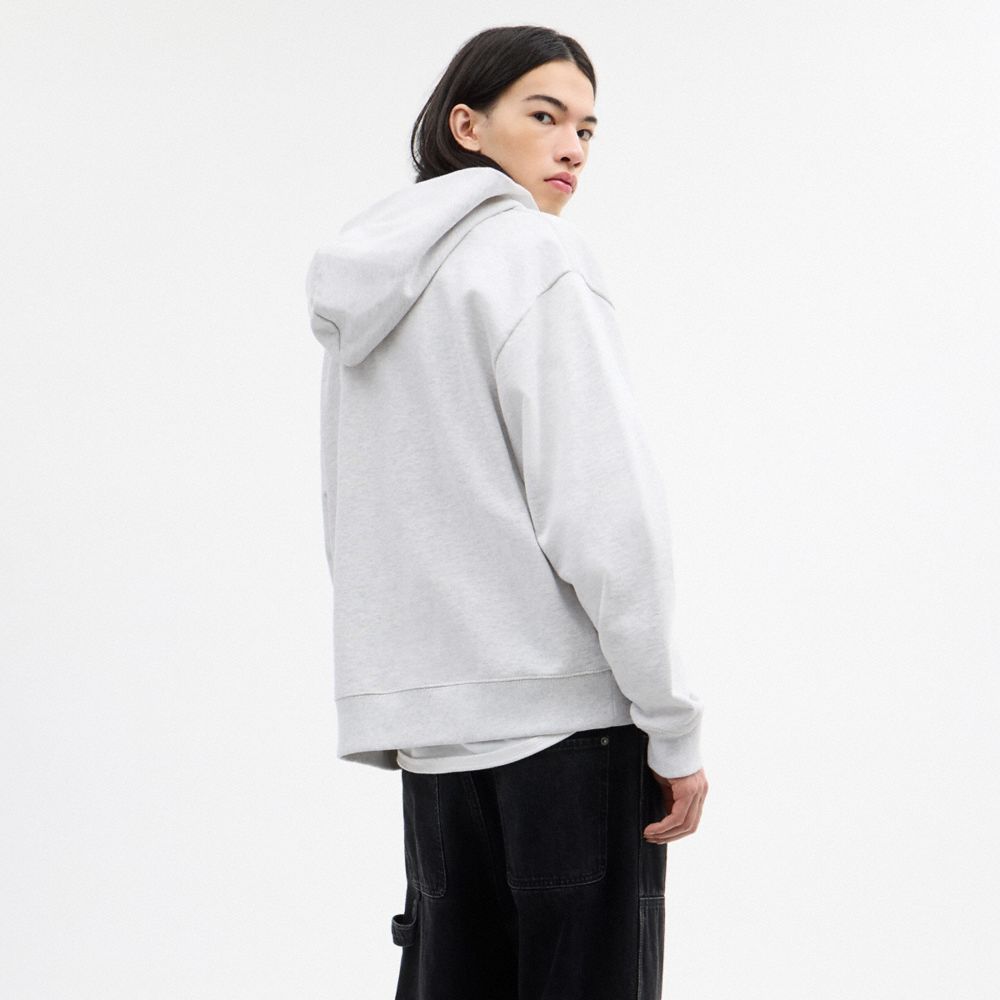 Coach Boxy Full Zip Hoodie Heather Grey