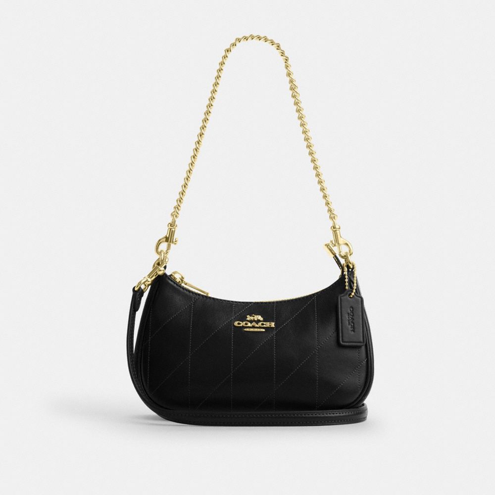 Coach Teri Mini Crossbody Bag With Quilting Gold Black