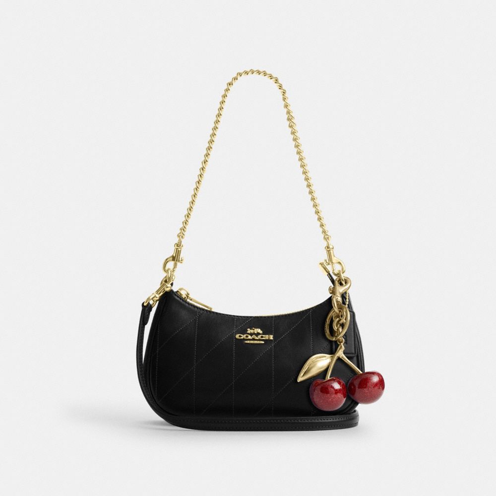 Coach Teri Mini Crossbody Bag With Quilting Gold Black