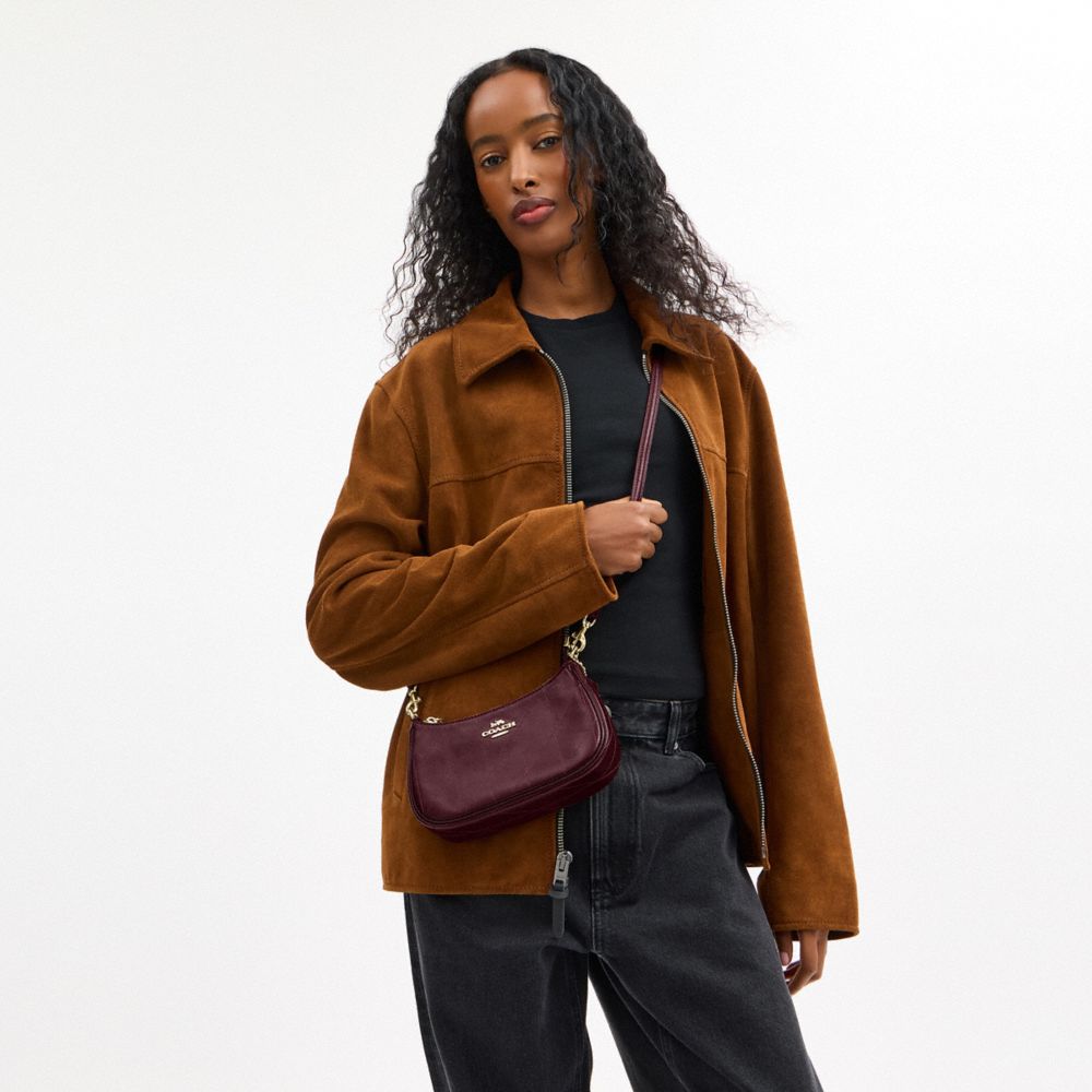 Coach Teri Mini Crossbody Bag With Quilting Gold Dark Wine
