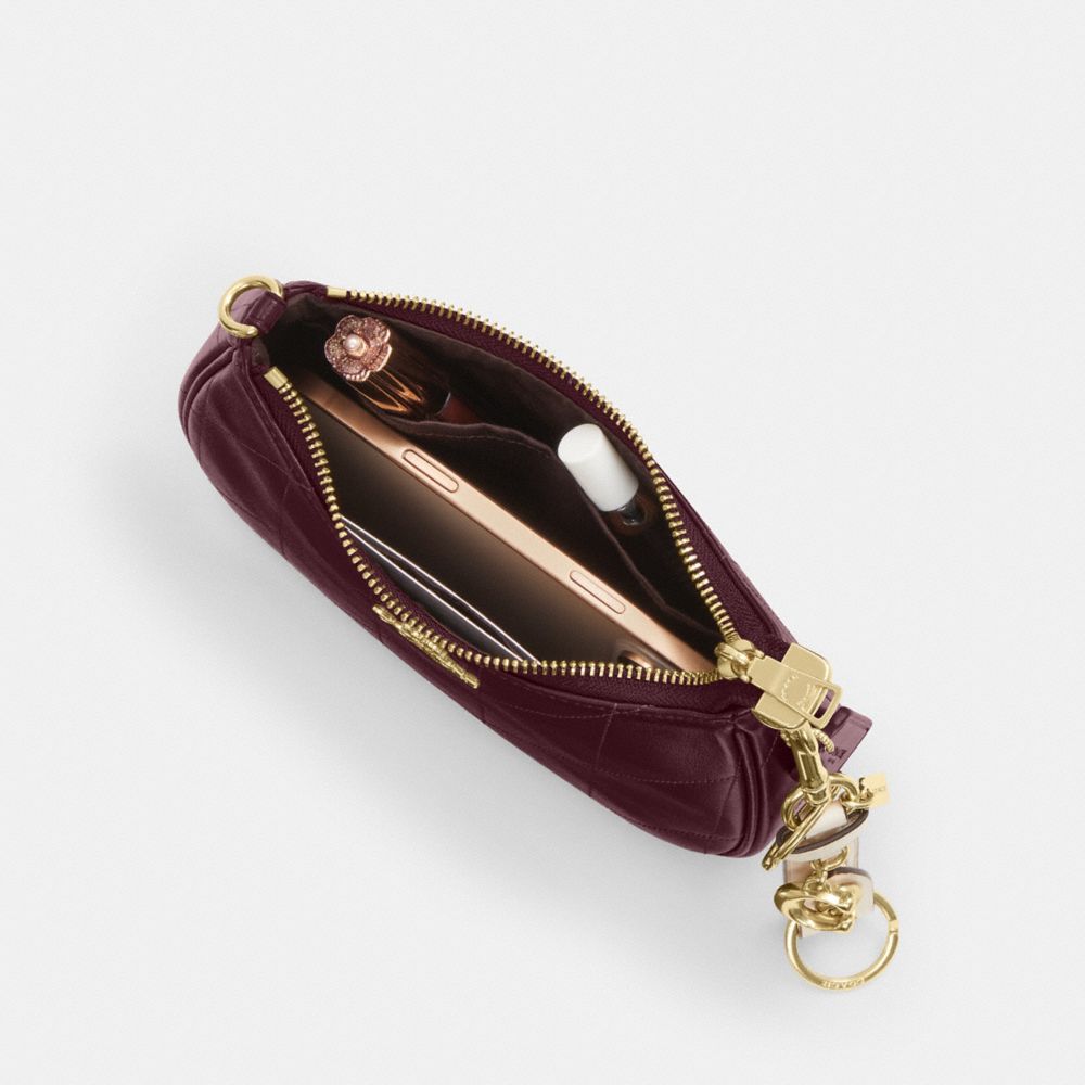 Coach Teri Mini Crossbody Bag With Quilting Gold Dark Wine