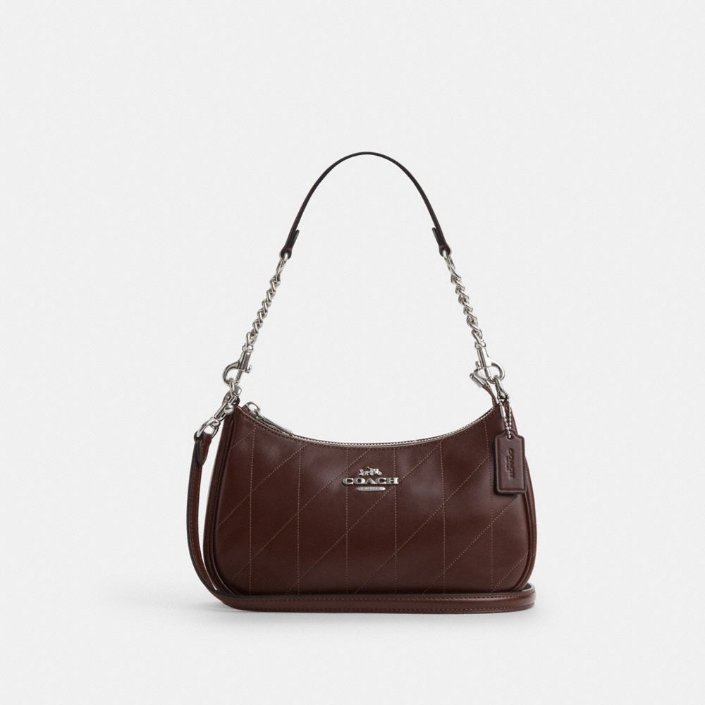 Coach Teri Shoulder Bag With Quilting Silver Maple