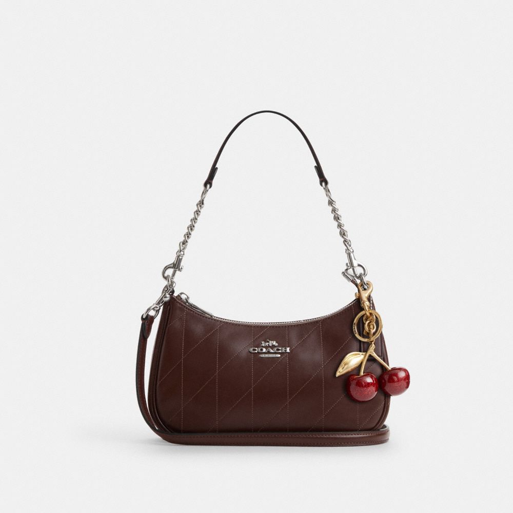 Coach Teri Shoulder Bag With Quilting Silver Maple