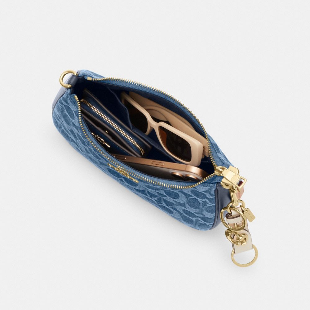 Coach Teri Shoulder Bag In Signature Denim Gold Indigo