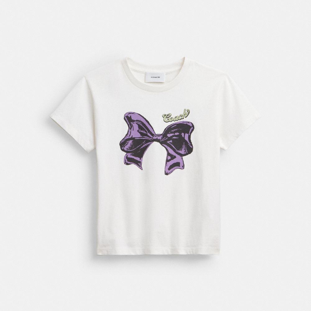 Coach Bow T Shirt In Organic Cotton Vintage Ivory