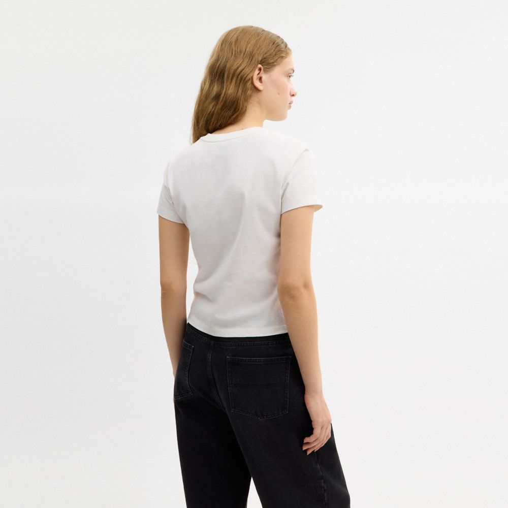 Coach Bow T Shirt In Organic Cotton Vintage Ivory