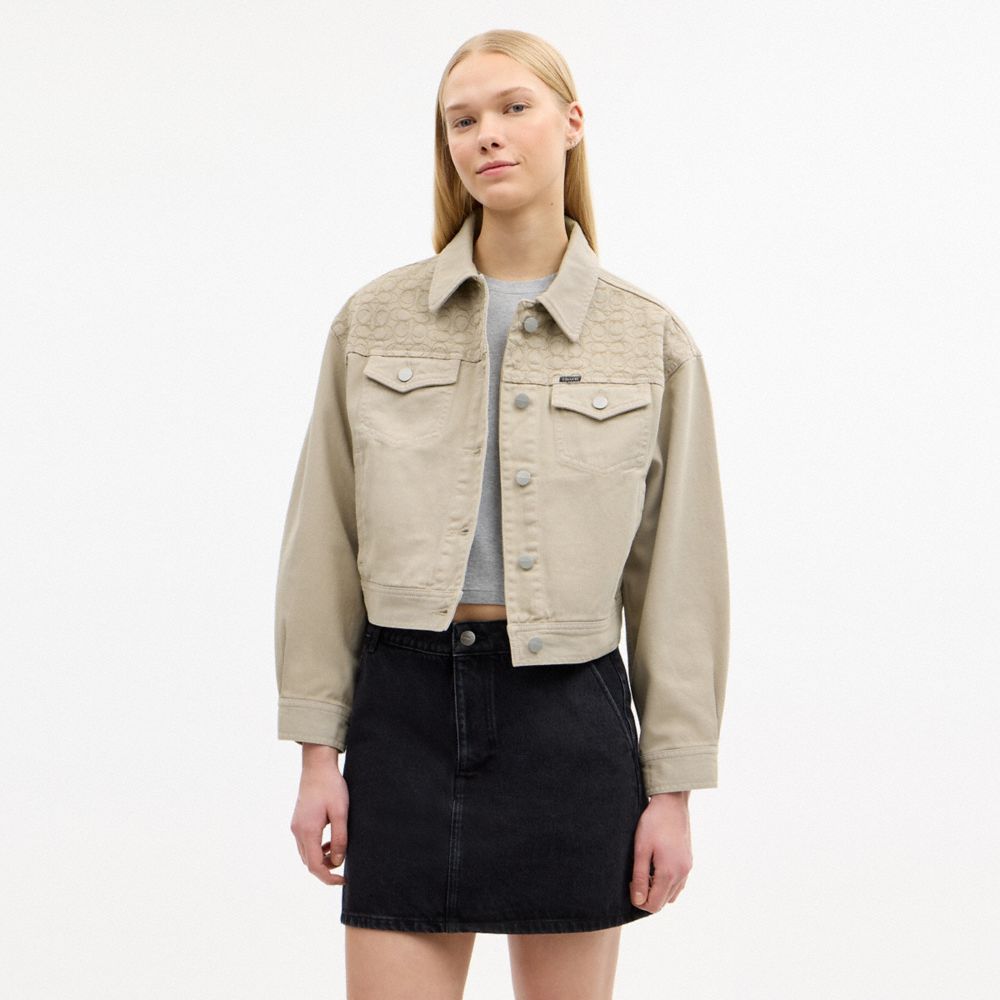 Coach Garment Dyed Denim Jacket Dark Stone