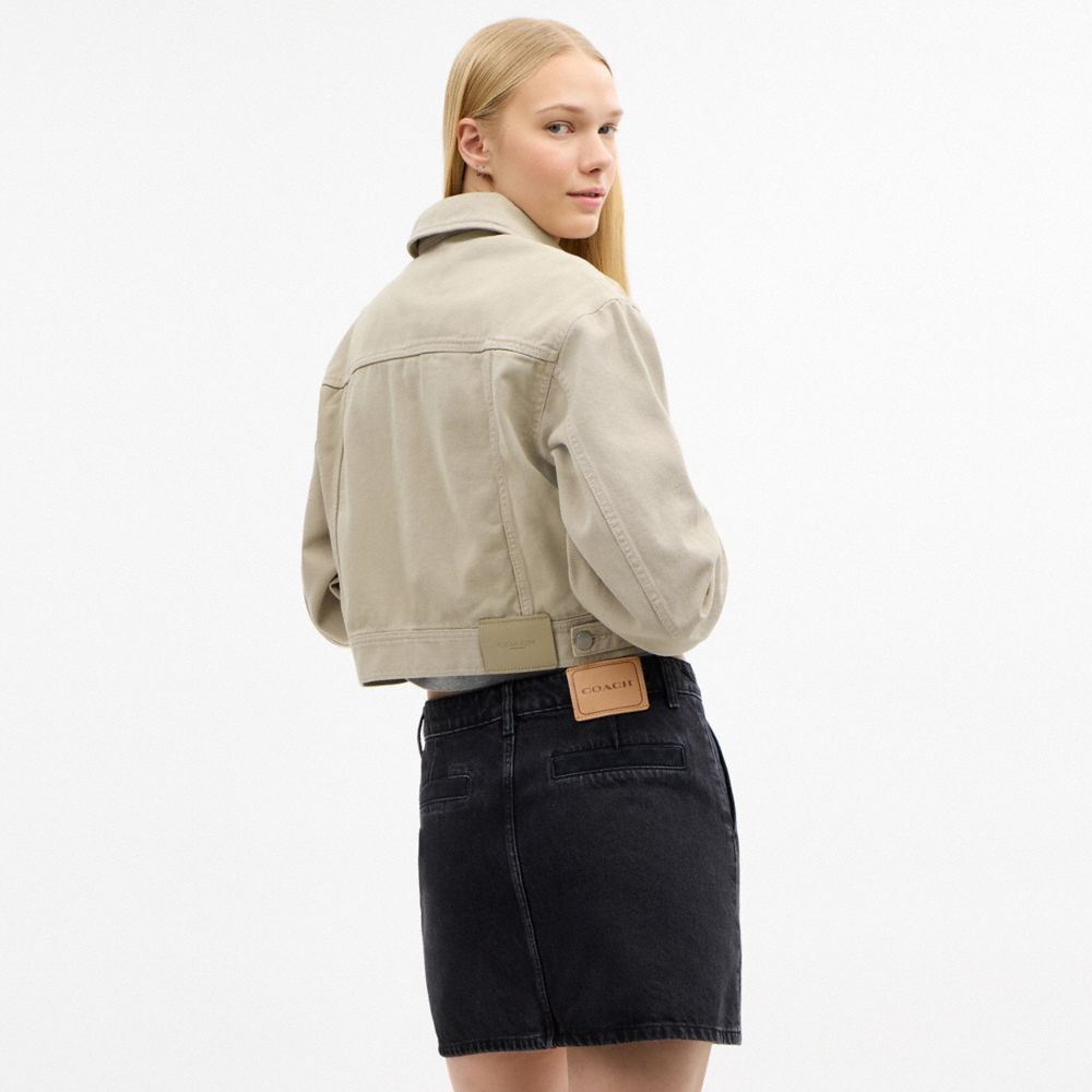 Coach Garment Dyed Denim Jacket Dark Stone