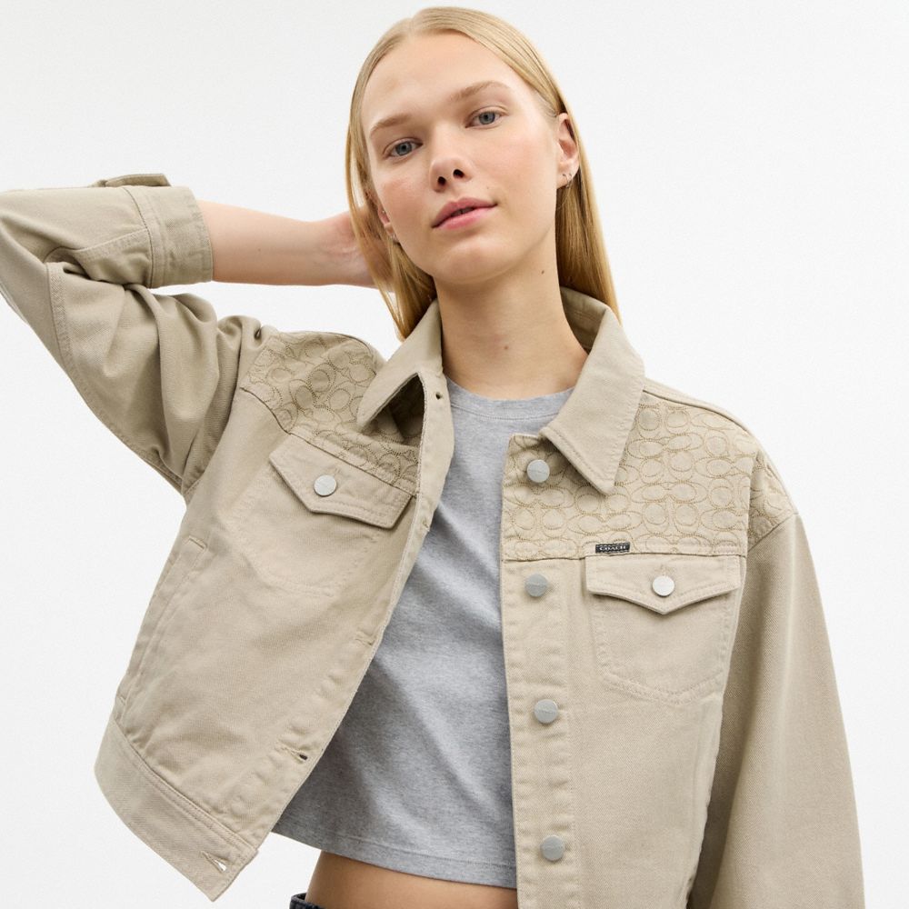 Coach Garment Dyed Denim Jacket Dark Stone
