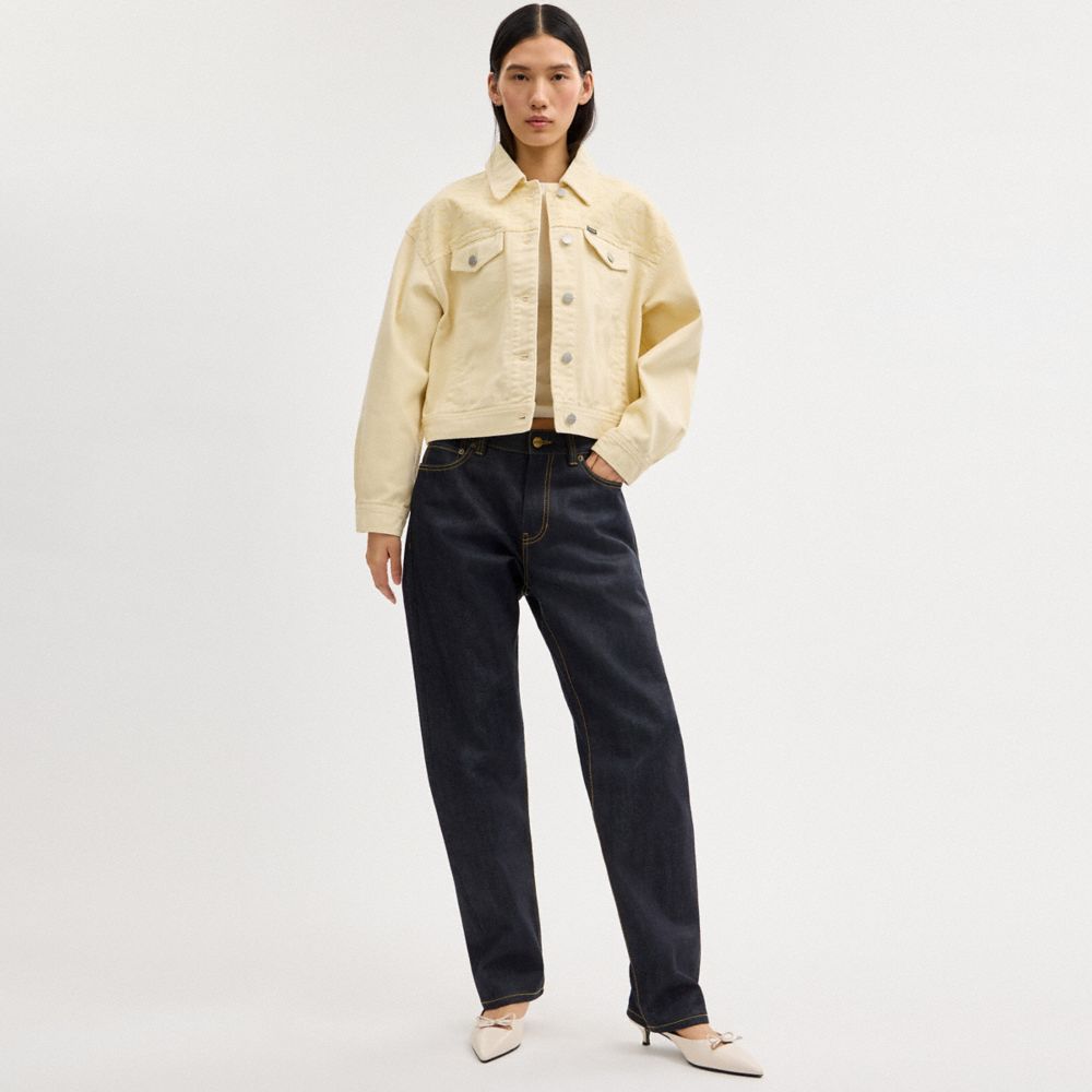 Coach Garment Dyed Denim Jacket Straw