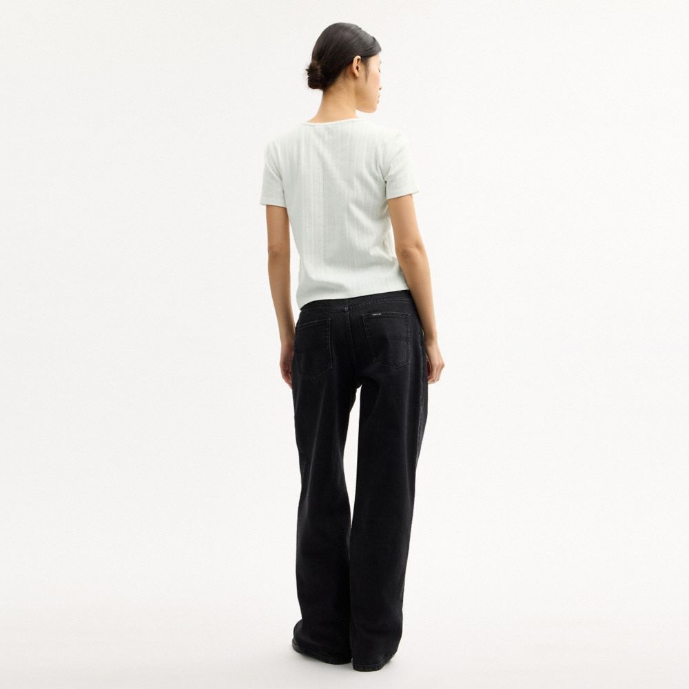 Coach Pointelle T Shirt Off White