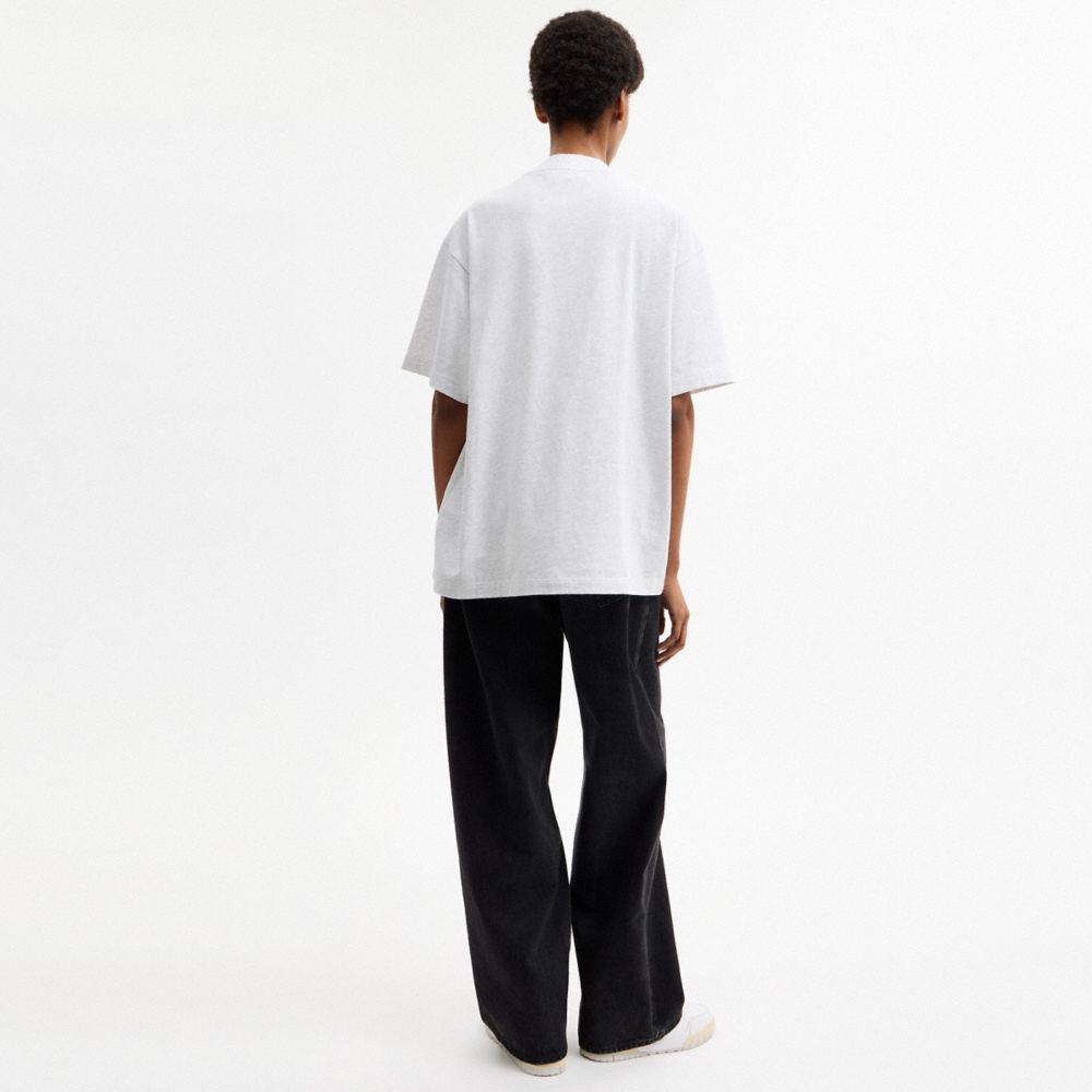 Coach Pretzel Relaxed T Shirt In Organic Cotton Heather Grey
