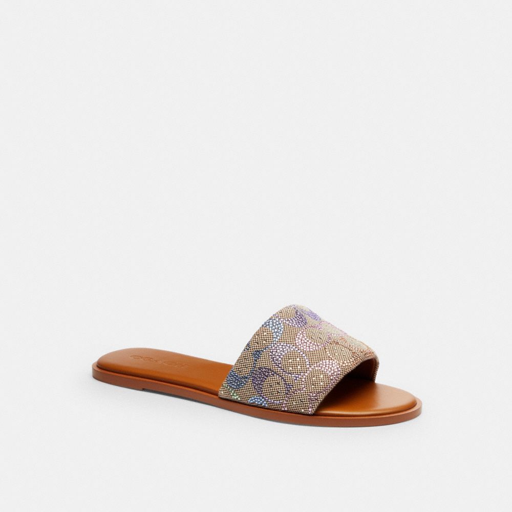 Women's Coach Holly Sandal In Crystal Signature Jacquard Rainbow Multi
