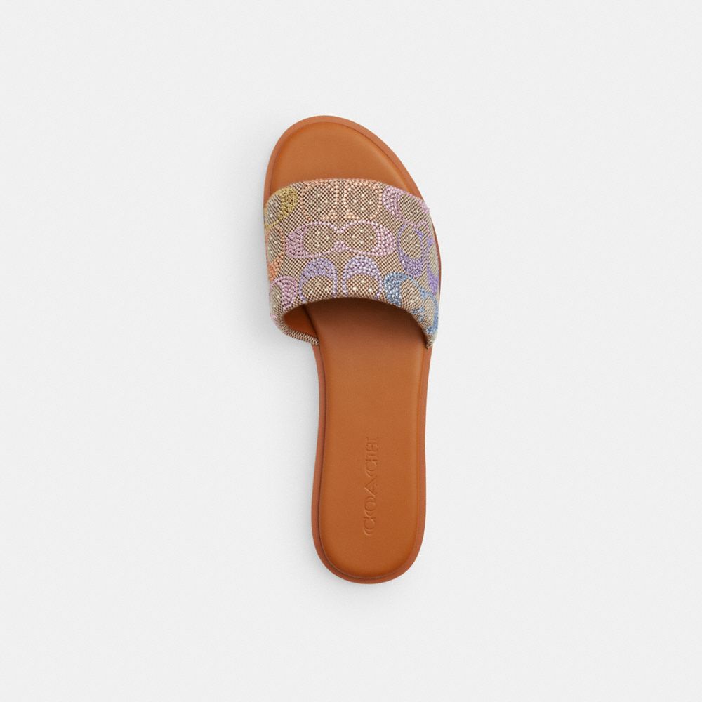 Women's Coach Holly Sandal In Crystal Signature Jacquard Rainbow Multi