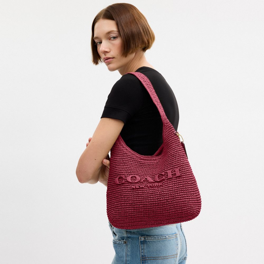 Coach Brooklyn Shoulder Bag 28 Brass Dark Fuchsia