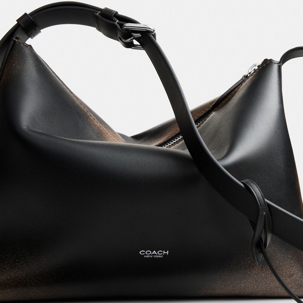 Coach Mott Messenger Bag 33 In Loved Leather Black Light Tan