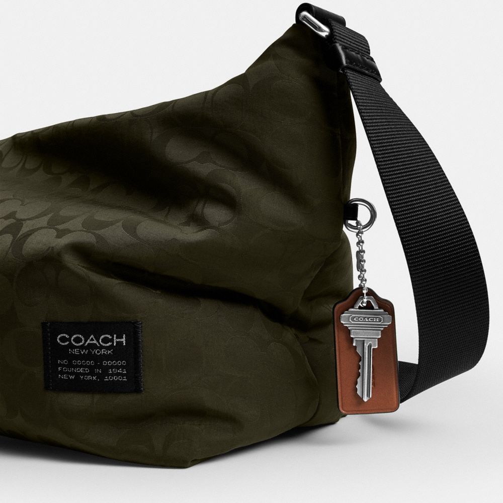 Coach Leo Crossbody In Signature Nylon Dark Moss