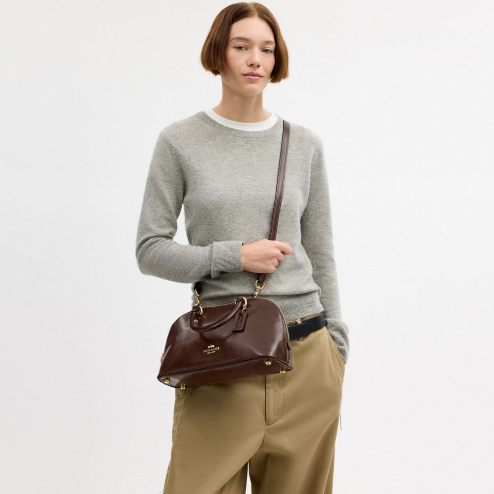 Coach Lara Satchel Bag Gold Maple