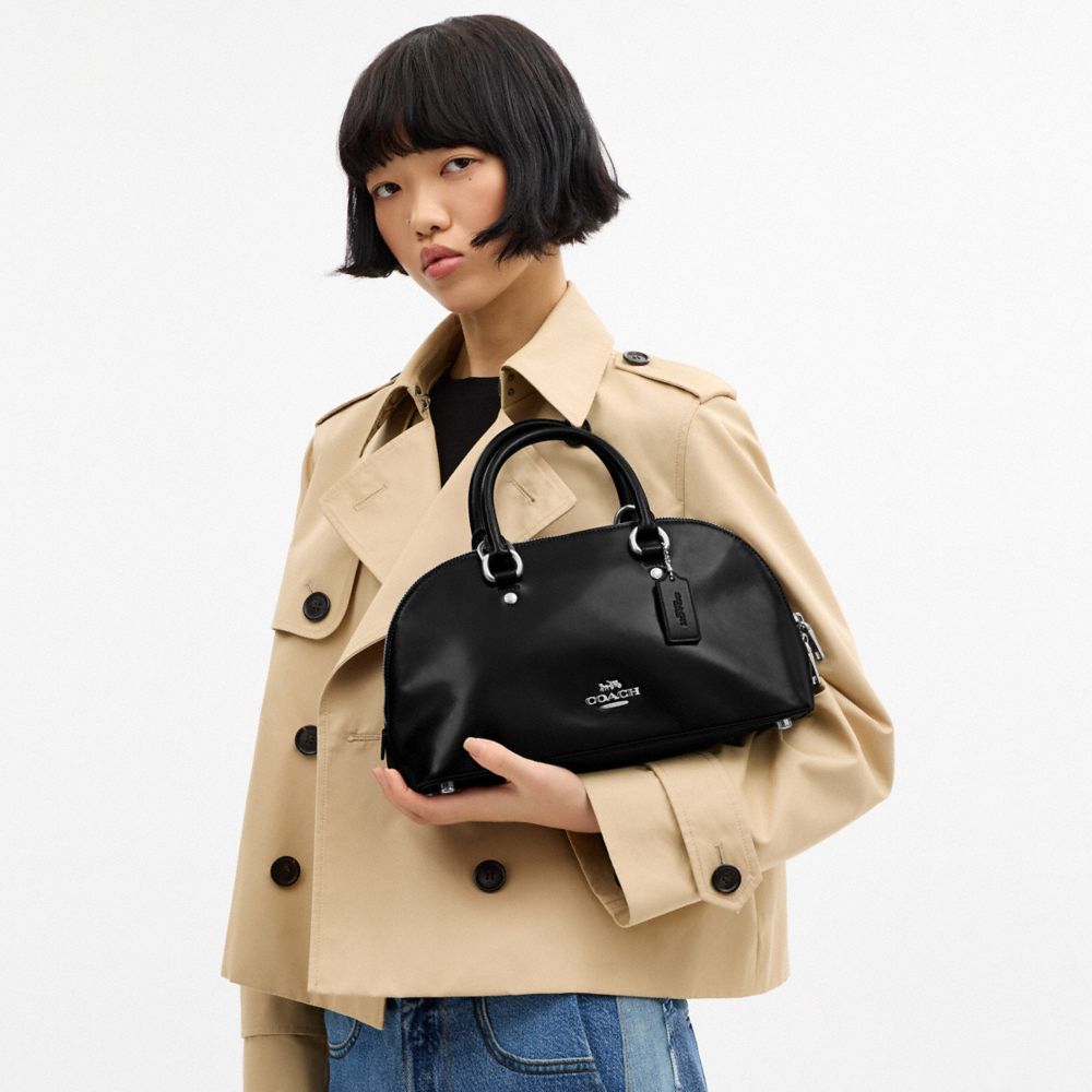 Coach Lara Satchel Bag Silver Black