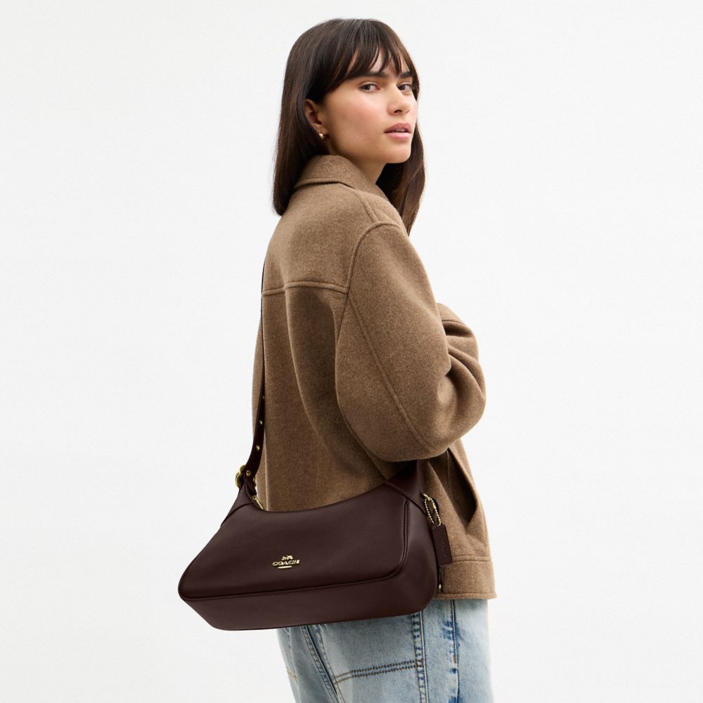 Coach Ella Small Shoulder Bag Gold Espresso
