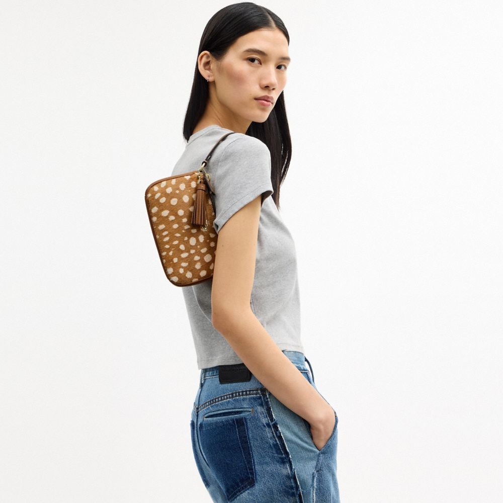 Coach Nolita 19 With Deer Print Gold Brown Multi