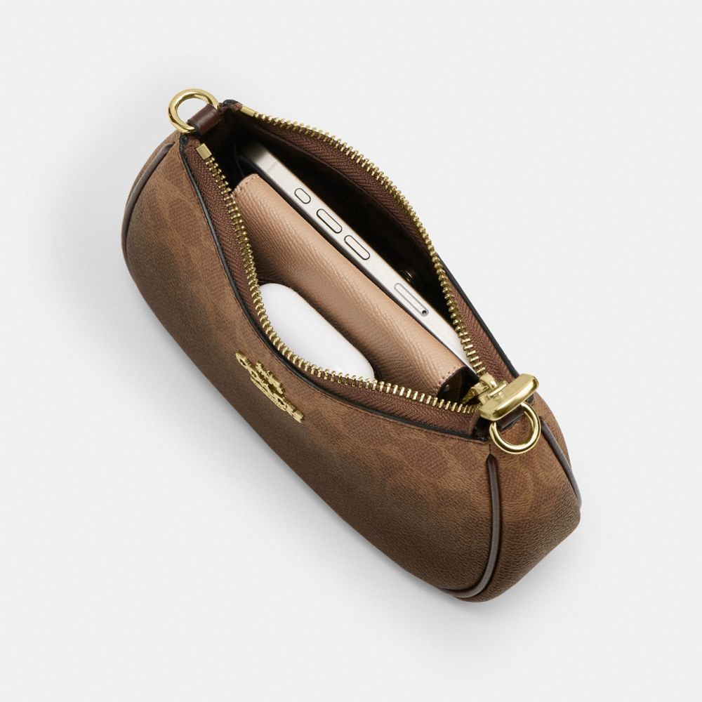 Coach Teri Mini Crossbody Bag In Ombre Signature Canvas Gold Brown