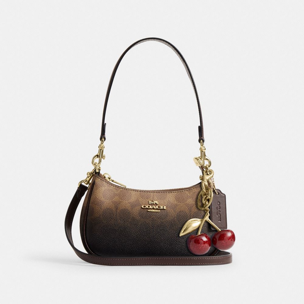 Coach Teri Mini Crossbody Bag In Ombre Signature Canvas Gold Brown