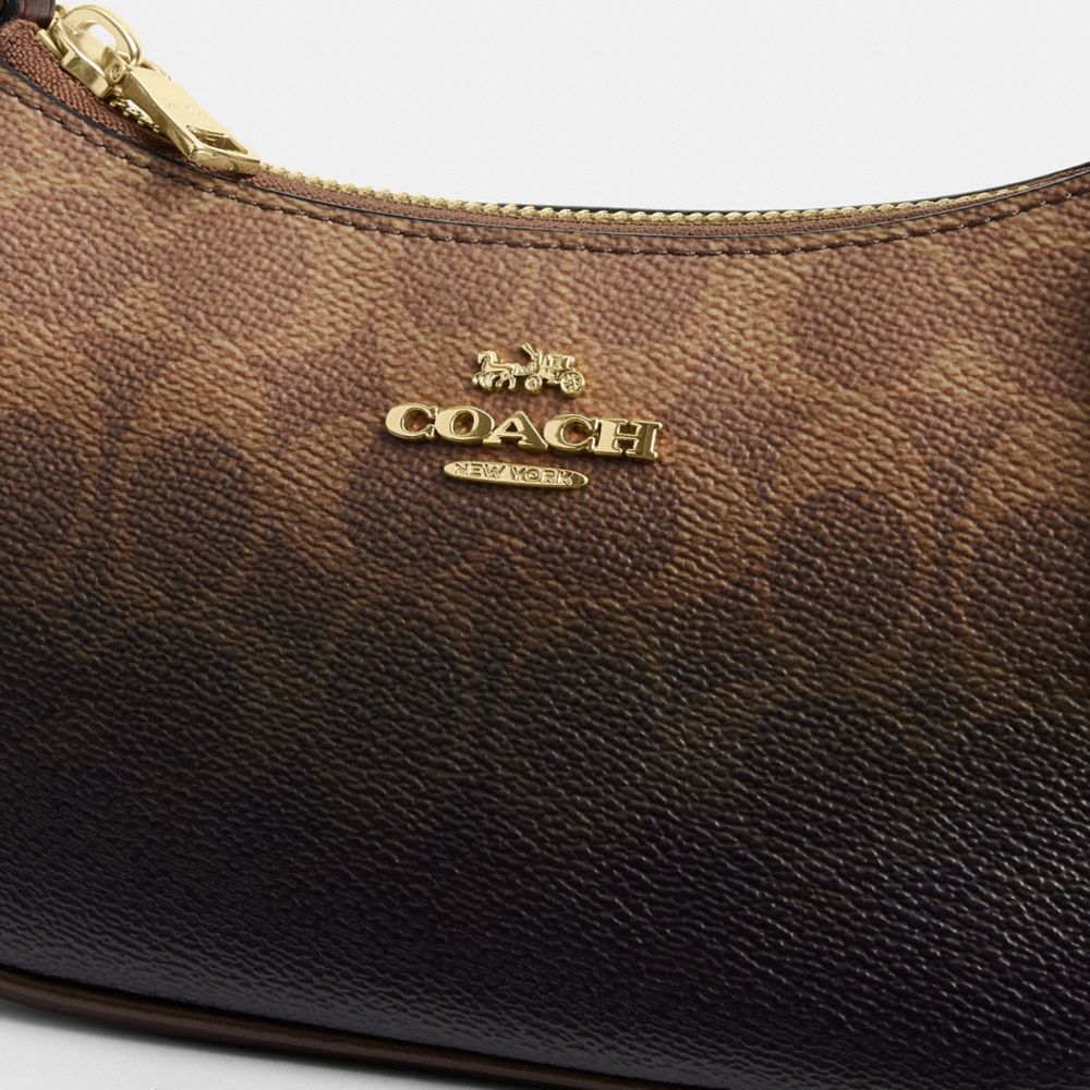 Coach Teri Mini Crossbody Bag In Ombre Signature Canvas Gold Brown