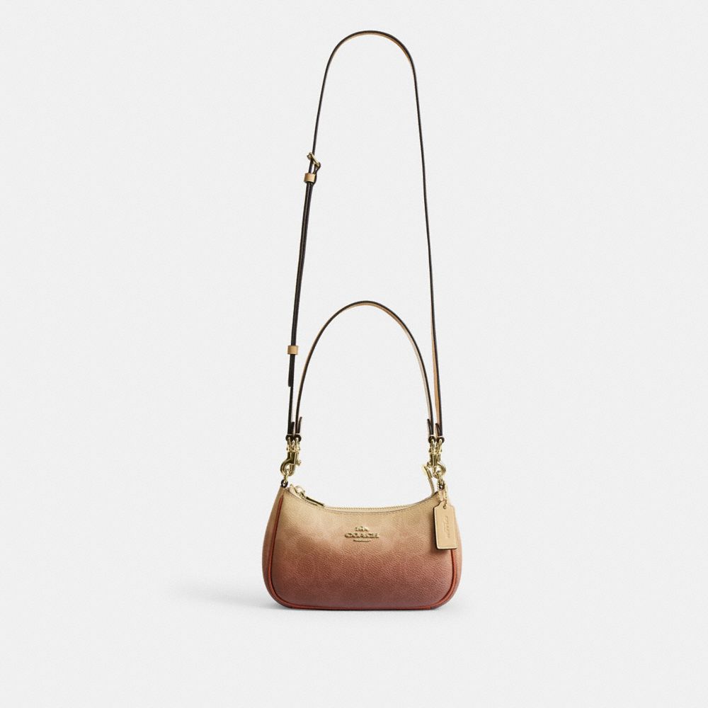 Coach Teri Mini Crossbody Bag In Ombre Signature Canvas Gold Sunset