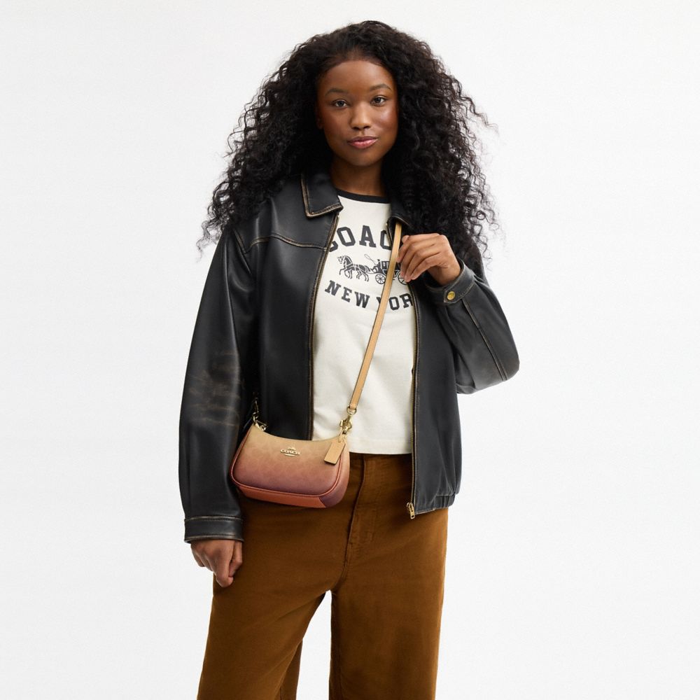 Coach Teri Mini Crossbody Bag In Ombre Signature Canvas Gold Sunset