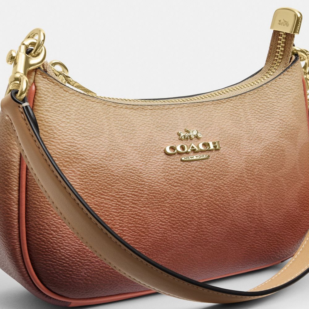 Coach Teri Mini Crossbody Bag In Ombre Signature Canvas Gold Sunset