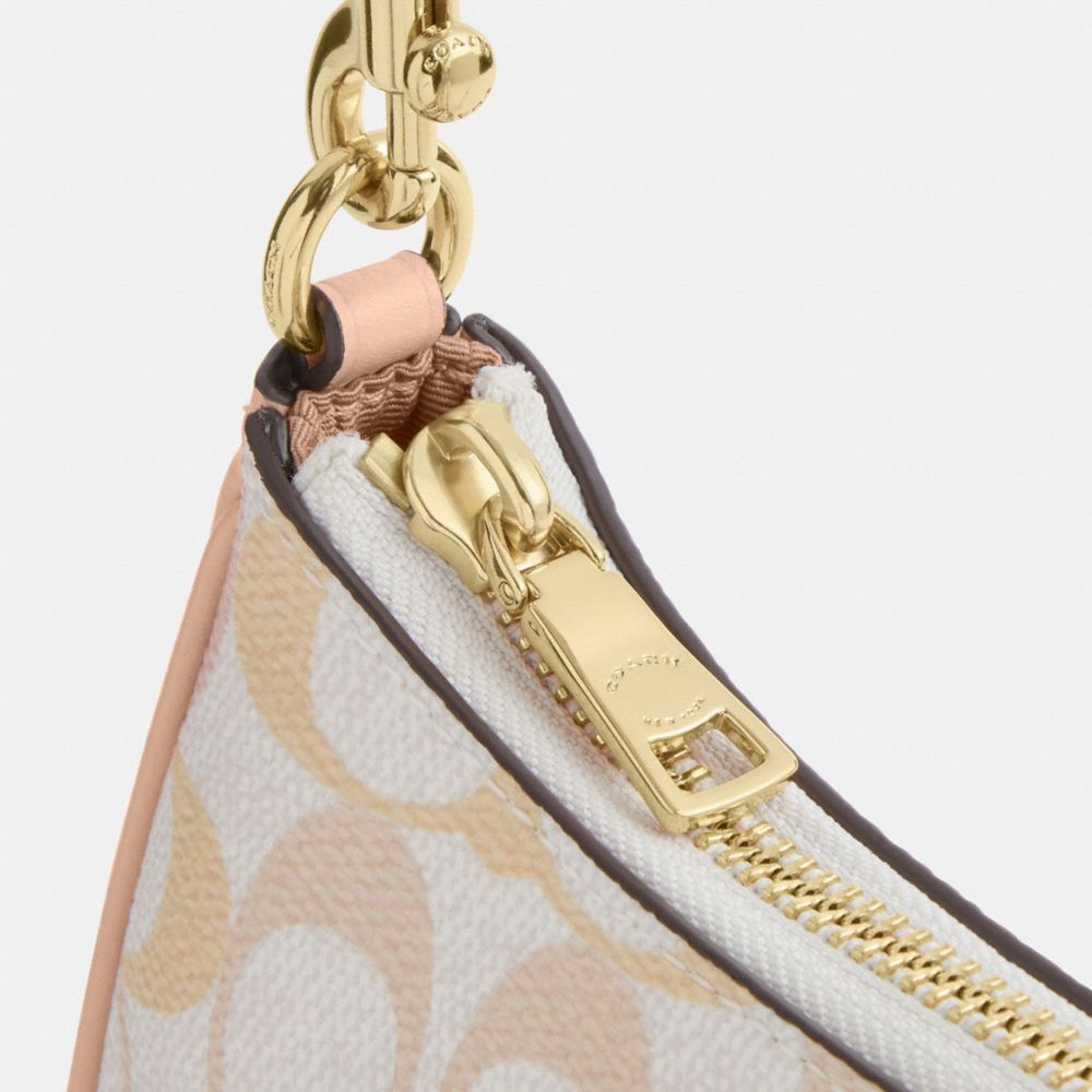 Coach Teri Mini Crossbody Bag In Signature Canvas Gold Chalk Pink