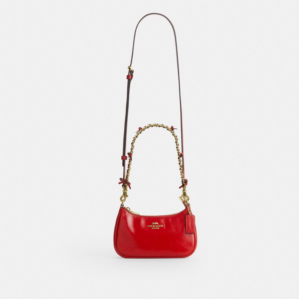 Coach Teri Mini Crossbody Bag With Bows Gold Bright Cherry