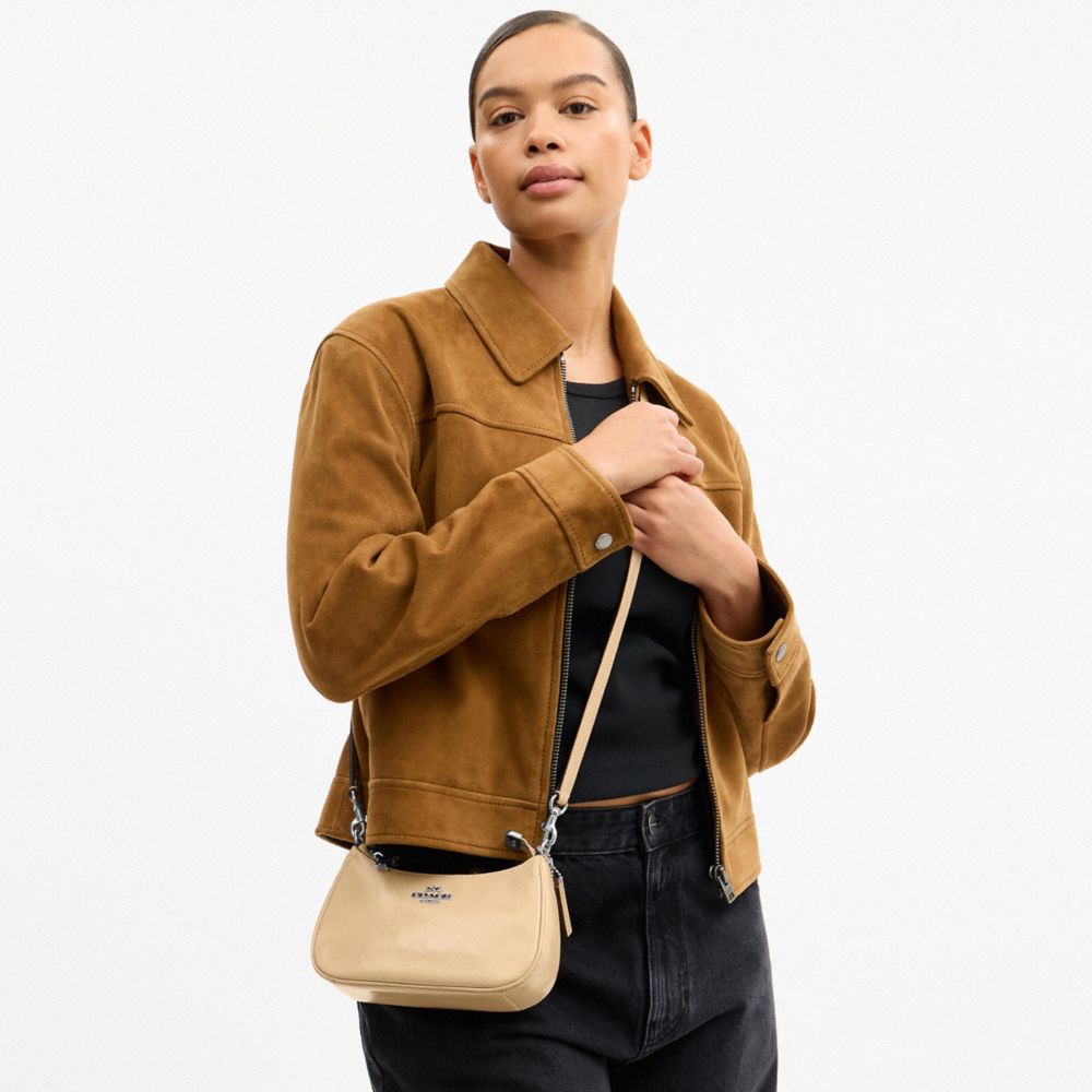 Coach Teri Mini Crossbody Bag With Bows Silver Light Sand