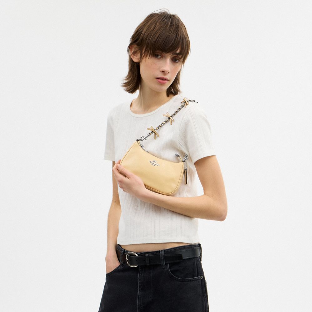 Coach Teri Mini Crossbody Bag With Bows Silver Light Sand