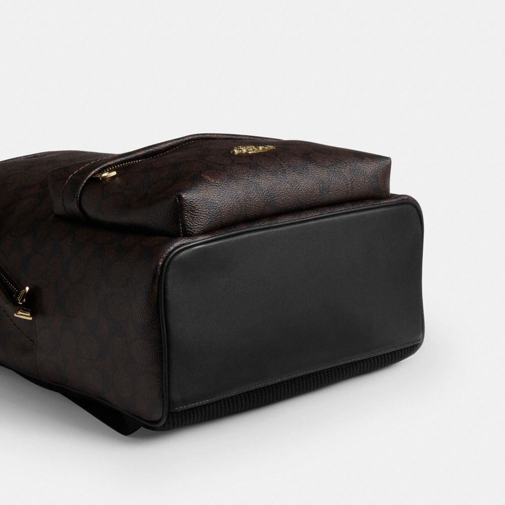 Coach Taylor Small Backpack In Signature Canvas Gold Walnut Black