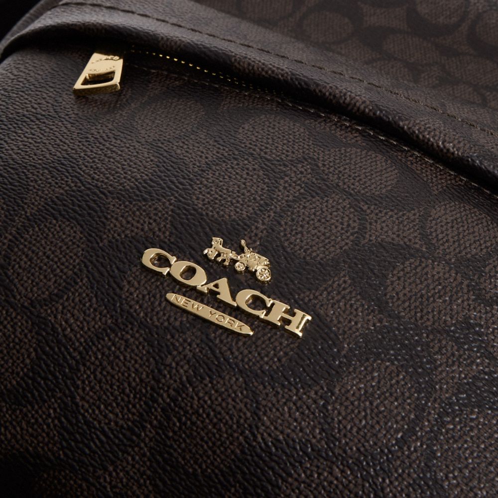 Coach Taylor Small Backpack In Signature Canvas Gold Walnut Black