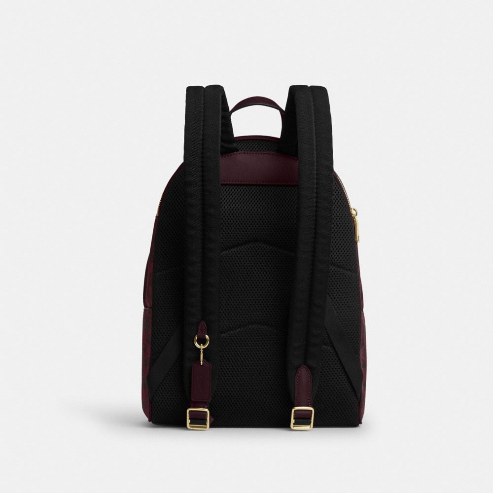 Coach Taylor Small Backpack In Signature Canvas Gold/Black Currant
