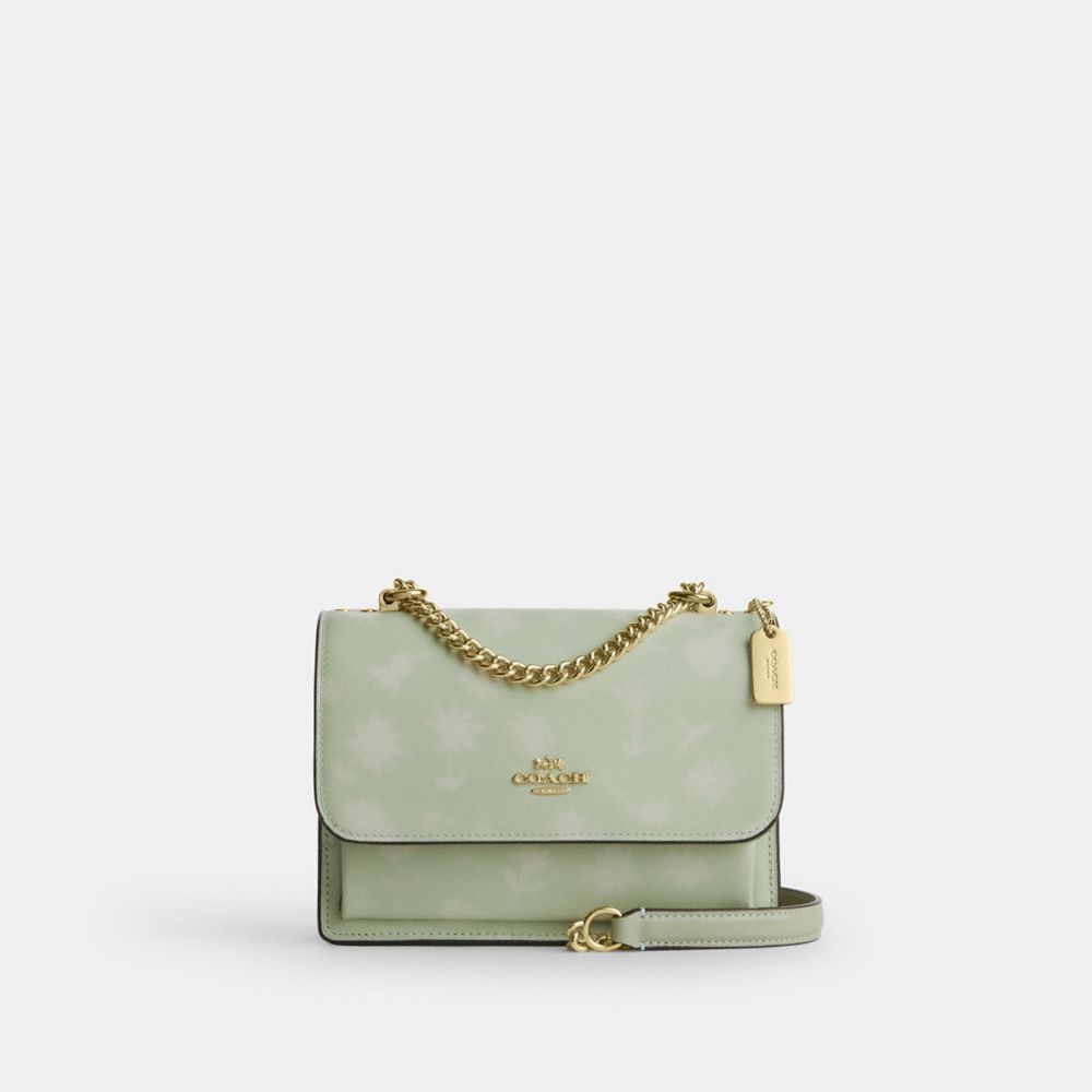 Coach Mini Klare Crossbody Bag With Floral Print Gold Pale Green