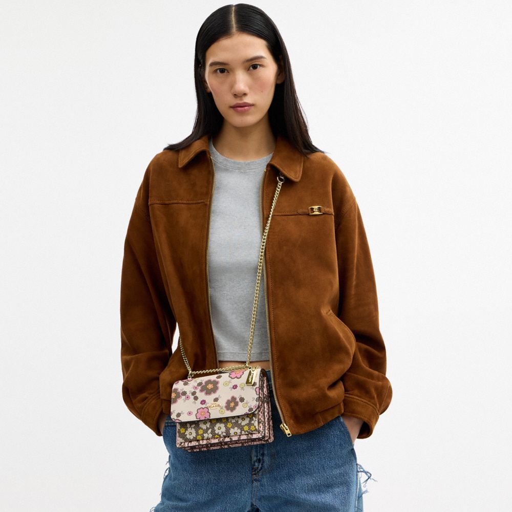 Coach Mini Klare Crossbody Bag With Floral Print Gold Pink Multi