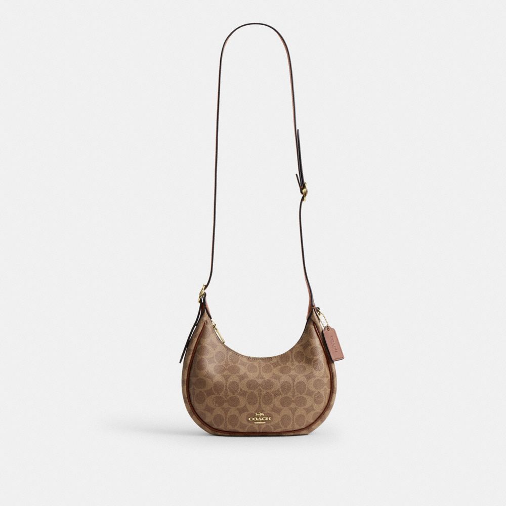 Coach Emily Shoulder Bag In Signature Canvas Gold Tan Brown
