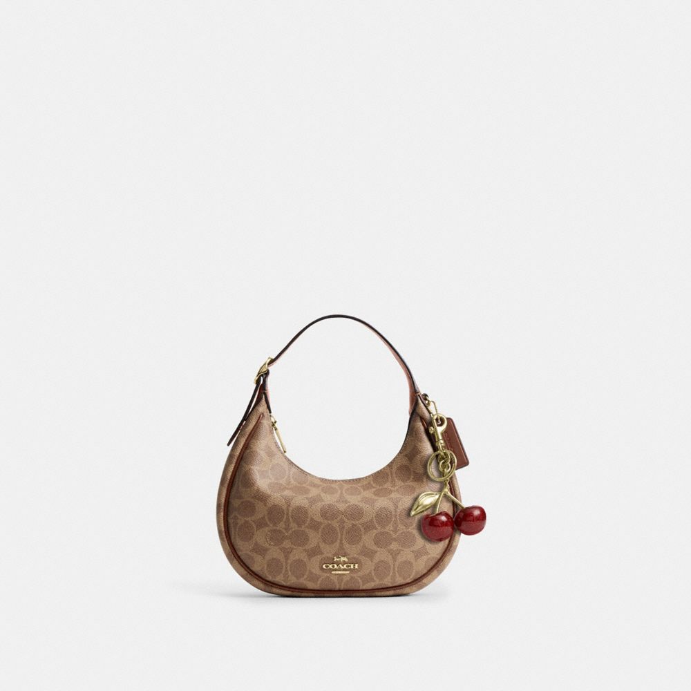 Coach Emily Shoulder Bag In Signature Canvas Gold Tan Brown