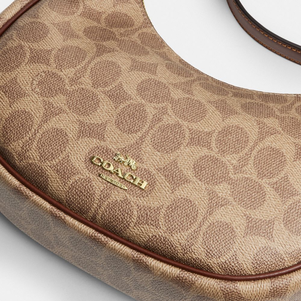 Coach Emily Shoulder Bag In Signature Canvas Gold Tan Brown