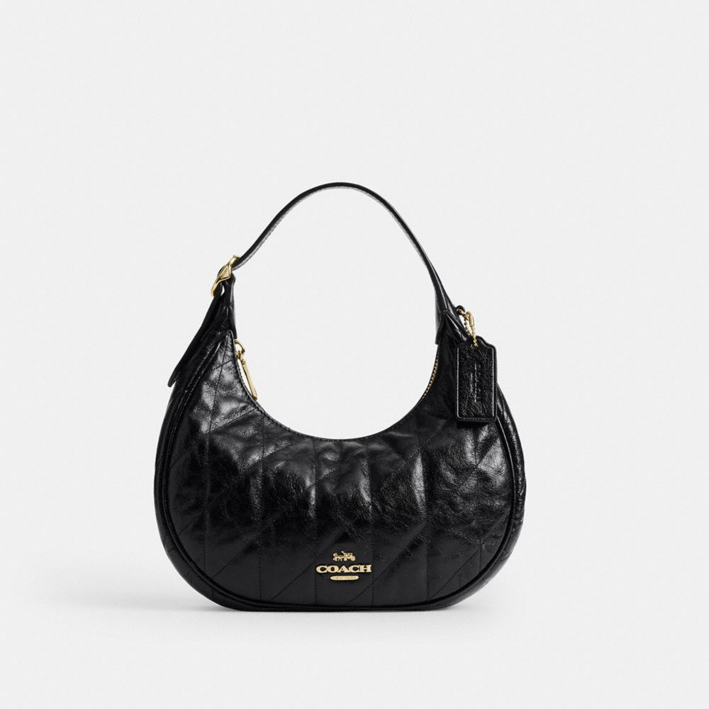 Coach Emily Shoulder Bag With Quilting Gold Black