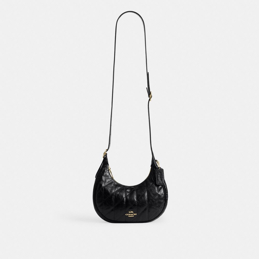 Coach Emily Shoulder Bag With Quilting Gold Black