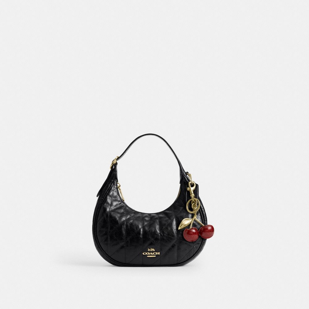 Coach Emily Shoulder Bag With Quilting Gold Black