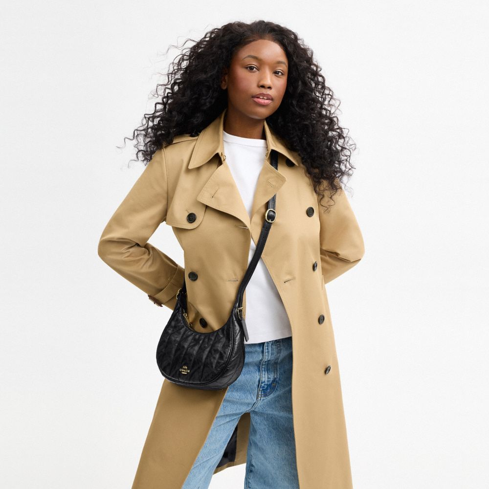 Coach Emily Shoulder Bag With Quilting Gold Black