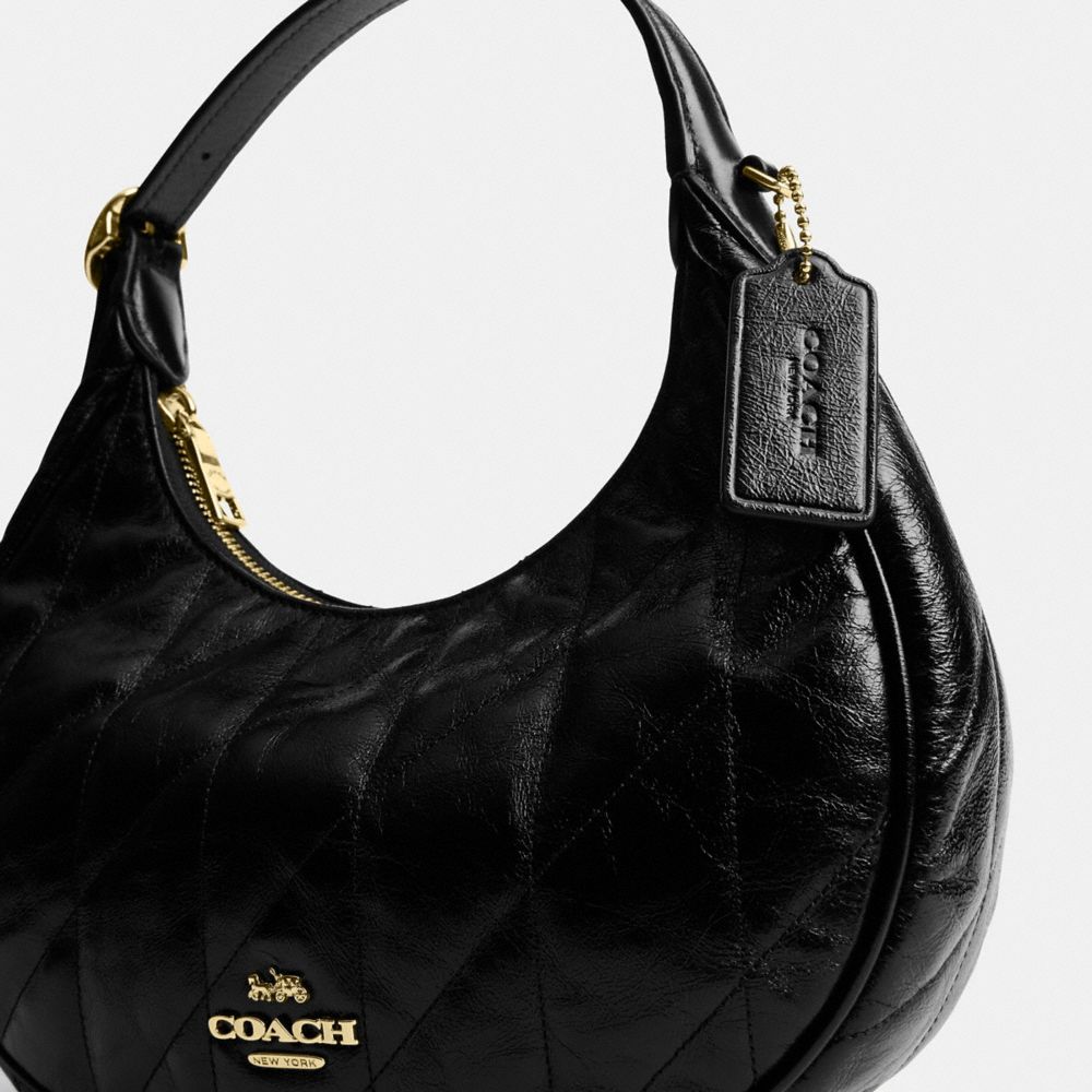 Coach Emily Shoulder Bag With Quilting Gold Black