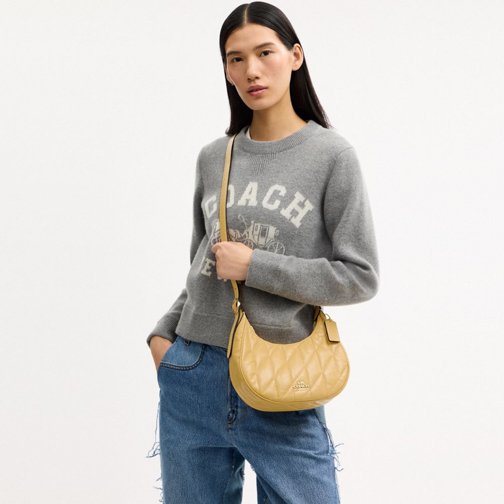 Coach Emily Shoulder Bag With Quilting Gold Soft Yellow