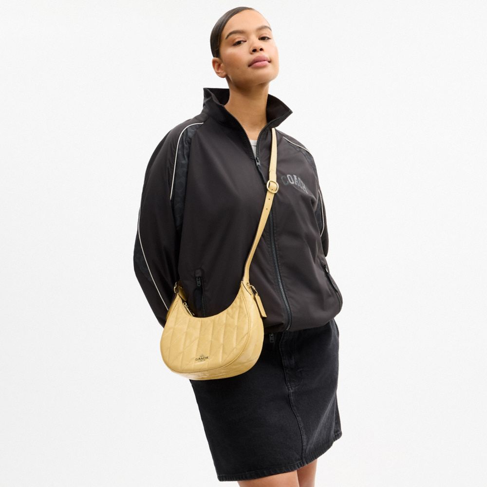 Coach Emily Shoulder Bag With Quilting Gold Soft Yellow